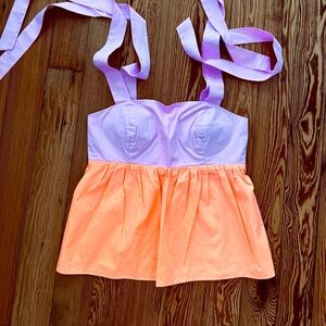 Lilly Pulitzer Anlee Cotton Top Purple Iris PB Bellini Colorblock